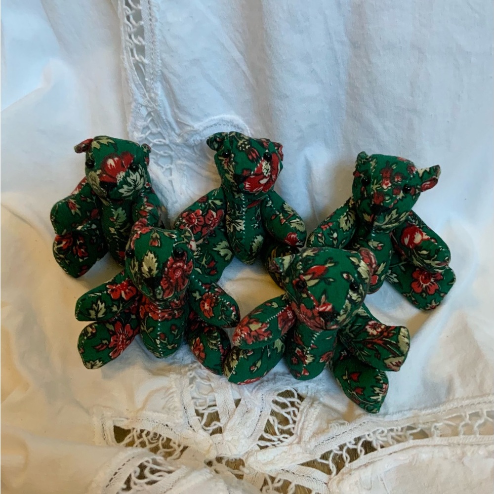 Vintage Holiday Decor Applause Teddy Bears Handmade Jointed Cloth Bear Christmas